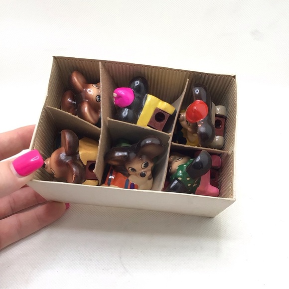 Vintage Giraffe (6) Cute Mouse Mice Terra Cotta 70’s Pencil Sharpeners - Picture 9 of 13